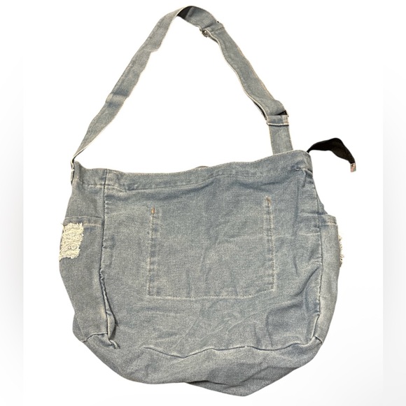 Denim Shoulder Bag with Front Pocket - Picture 2 of 2
